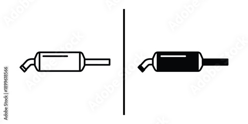 A simple black and white illustration of two muffler designs side by side