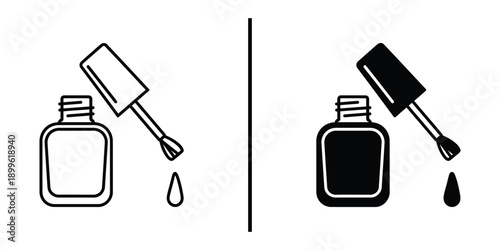 A graphic illustration of nail polish bottles with different colored nail polish and brushes on a white background