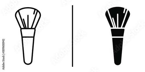 A pair of makeup brushes in black and white on a clean background