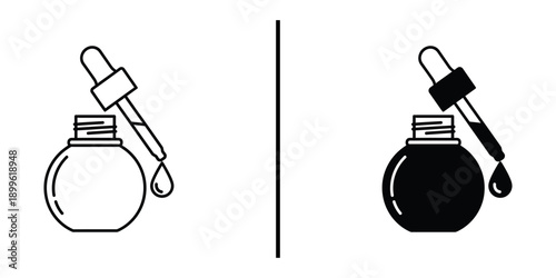 A simple illustration of two dropper bottles with different colored liquids on a clean white background