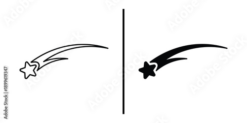 A minimalist illustration of shooting stars in black and white on a clean background