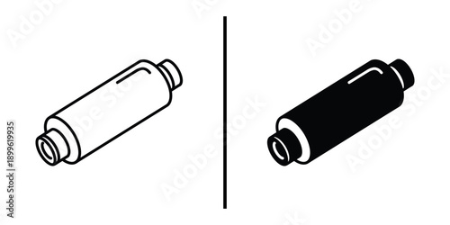 A simple line drawing of two cylindrical objects side by side