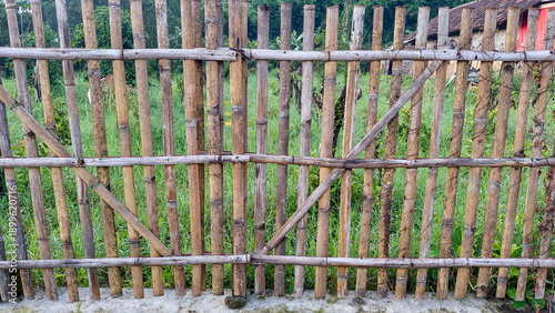 Traditional Bamboo Picket Fence Structure Front View