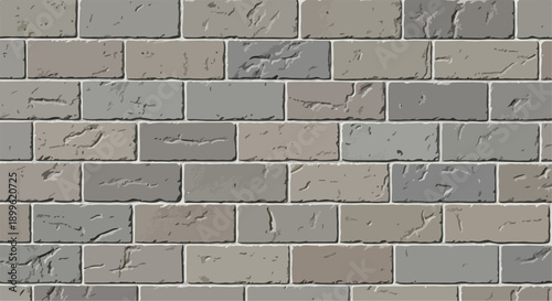 Seamless vector brick wall texture, gray and beige rough stone pattern, architectural background for building facades, UI, website