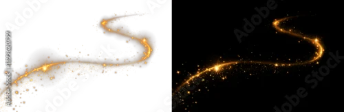 Obraz  z motywem Shimmering golden curve creates a magical flowing swirl effect. Sparkles and dust enhance luxury glow. Suitable for abstract motion art and PNG overlays  golden road