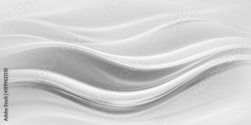 Smooth, flowing white waves on a light gray background, creating a soft, elegant design.