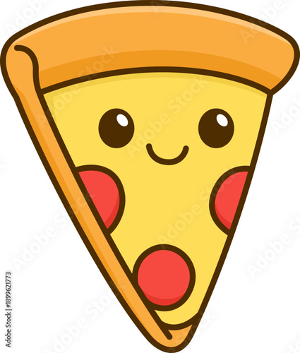 Cute smiling pizza slice cartoon