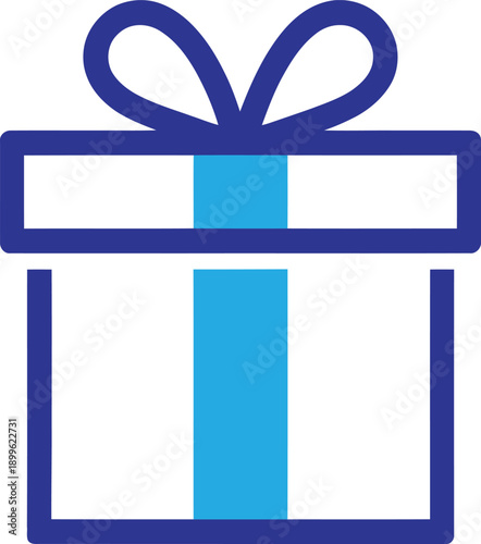 Flat gift box icon. Birthday present, surprise, Christmas gift, and bonus reward. Vector illustration