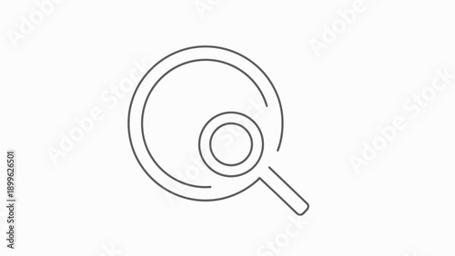 Magnifying glass icon with simple line art on white background.