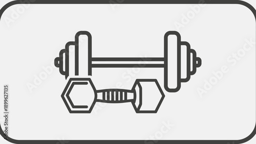 Strength Training Equipment Icon with Barbell and Dumbbell for Gym Fitness.