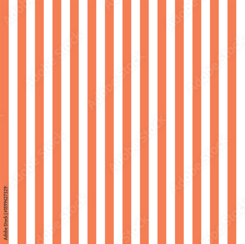 Seamless orange and white vertical stripes pattern, classic geometric background texture vector illustration
