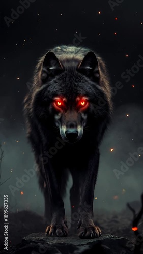 Wolf in the dark night