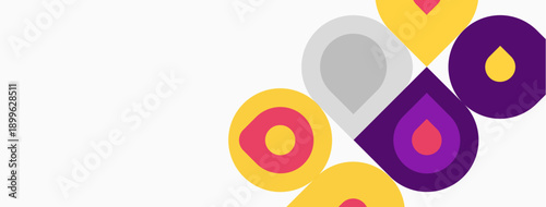 Abstract colorful circles overlap, creating dynamic visual composition. Shapes vary in size, hue, offering modern aesthetic.