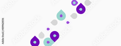 Abstract shapes, purple, gray, light blue. Minimalist design, simple forms, clean background. Modern aesthetic, geometric patterns, visual elements.