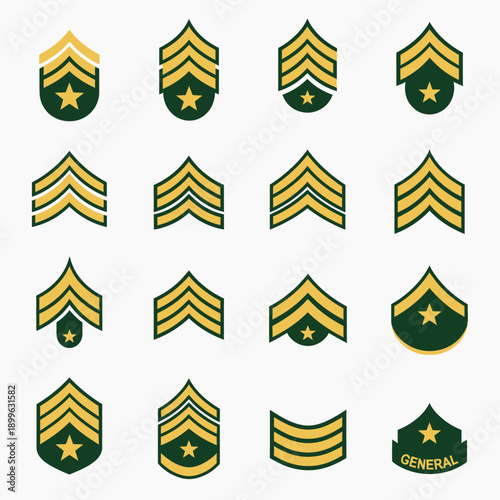 Military Rank Insignia Collection: Chevrons, Stripes, and Stars