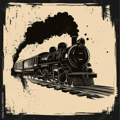 Vintage steam locomotive in dynamic motion