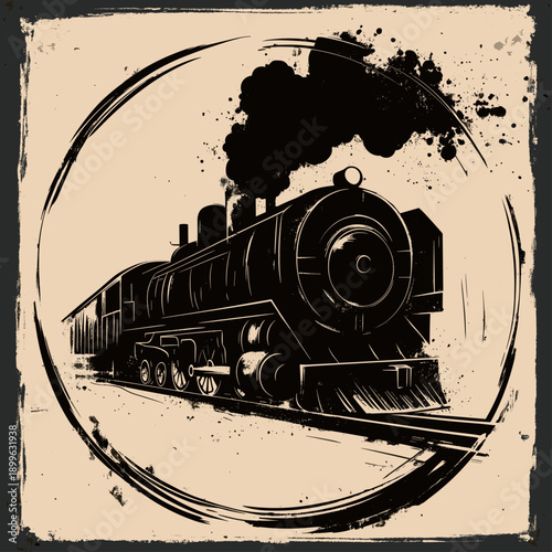 Vintage steam locomotive in dynamic motion