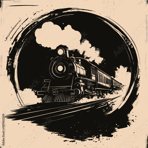 Vintage steam locomotive in dynamic motion