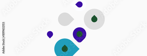 Abstract shapes, varying sizes, colors present. Minimalist design, clean background, simple composition. Modern aesthetic, visual elements.