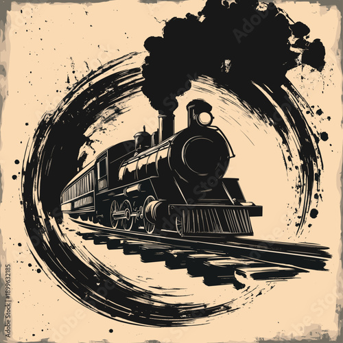 Vintage steam locomotive in dynamic motion
