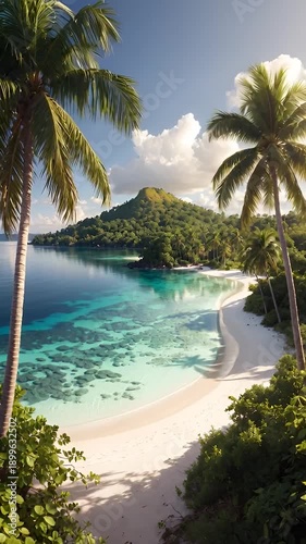 tropical beach with palm trees