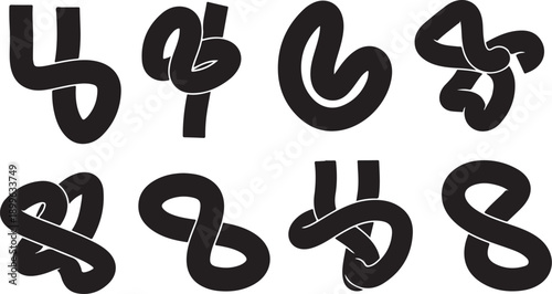 Black swirly shapes on white background abstract design elements