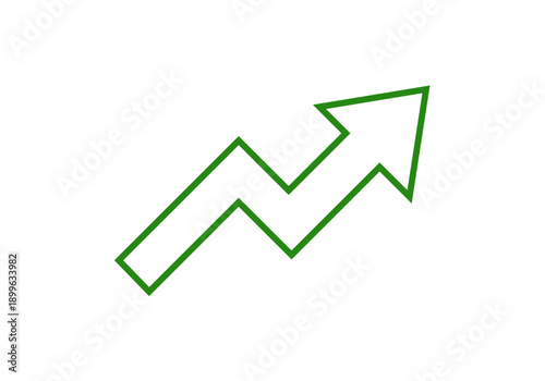 Flecha verde de línea en zigzag que apunta hacia arriba 