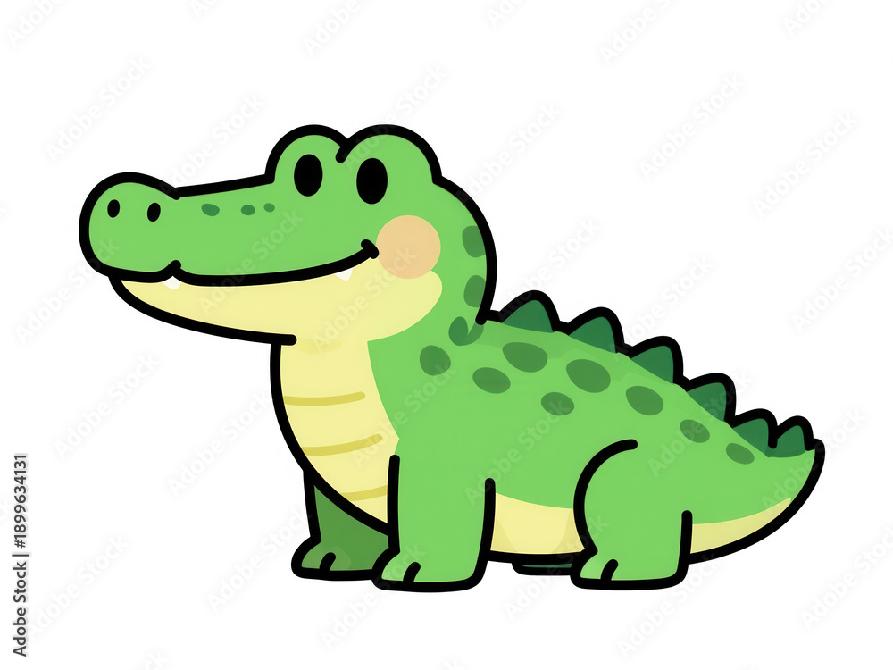 Fototapeta premium Smiling cartoon green crocodile character