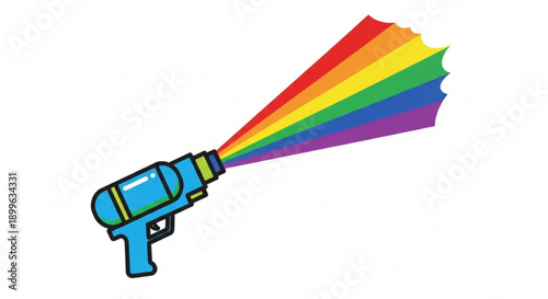 Rainbow Water Gun Shooting Colorful Water Isolated on White