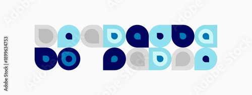 Abstract pattern. Circles, squares, varying shades blue, gray. Minimalist design, repeating elements, geometric shapes, clean aesthetic.