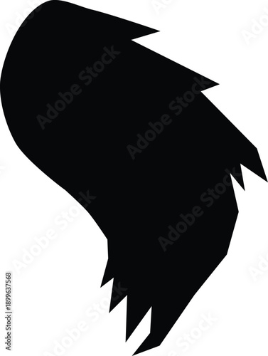 Simple black tuft of hair or fur shape, abstract wavy form isolated on white, useful for character design elements, hairstyles, animal fur, minimal icons, patterns and graphic resources.