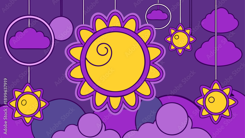 Fototapeta premium Vibrant abstract background with sun and celestial elements