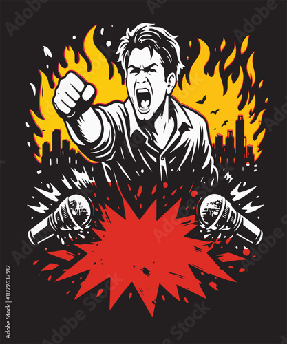 “Powerful Protest Illustration Symbolizing Freedom of Speech and Resistance”