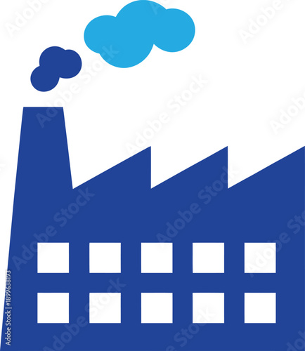 Flat industrial factory building icon manufacturing production business concept vector illustration
