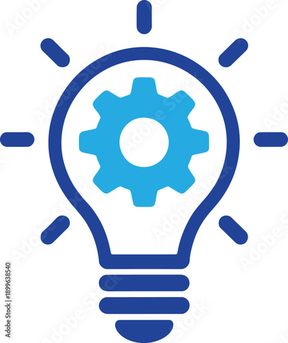 Flat innovation lightbulb gear icon creative technology solution concept vector illustration
