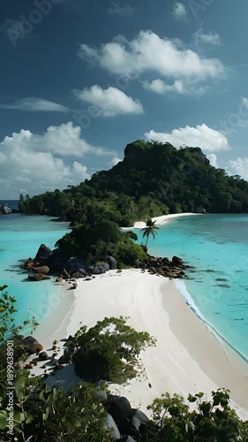 tropical beach with palm trees