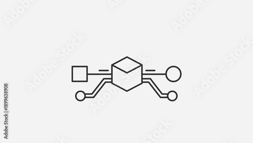 Digital data block processing with interconnected network icon