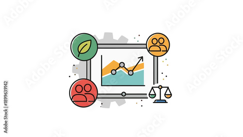 ESG concept showing growth, environment, social, and balance