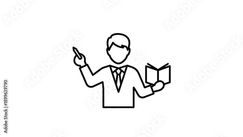 Man holding pen and book, teaching or presenting information