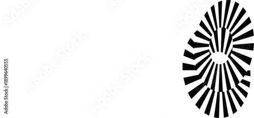 Black and white hypnotic spiral optical illusion with radial converging lines center abstract pattern isolated on white ideal for hypnosis vertigo opticalart graphic element logo background design