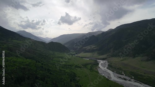a mountain river in a gorge. a mountain plateau. highlands