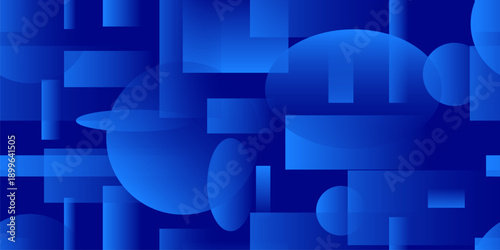 Blue seamless pattern with geometric shapes. Blue background. Vector illustration