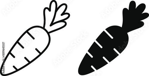 Two distinct illustrations of carrots showcasing different artistic styles and details