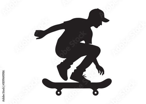 skateboarding logo silhouette vector, skateboard silhouette logo vector, illustration, skateboarder silhouette jumping logo, skateboarder performs a jump trick logo vector silhouette 