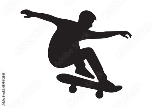 skateboarding logo silhouette vector, skateboard silhouette logo vector, illustration, skateboarder silhouette jumping logo, skateboarder performs a jump trick logo vector silhouette 