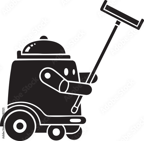 Robot vacuum cleaner with mop, automated cleaning, smart home device, isolated on white background.