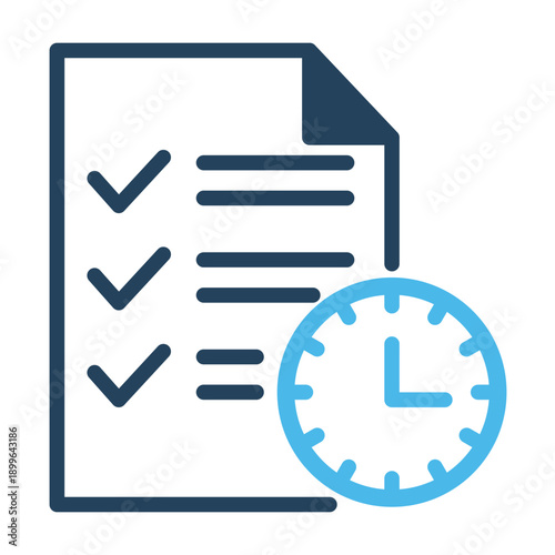 Time Management and Task Completion Checklist Icon – Productivity Efficiency Illustration