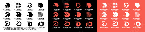 Modern abstract letter D logo collection with geometric shapes and minimal style. Professional corporate logo set suitable for technology, digital, startup, and branding identity design