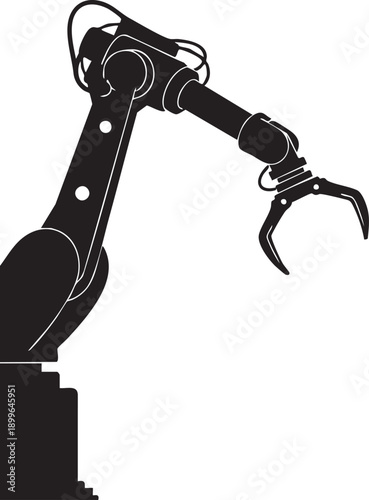 Industrial robotic arm with a claw gripper, ready for manufacturing tasks isolated on white background.