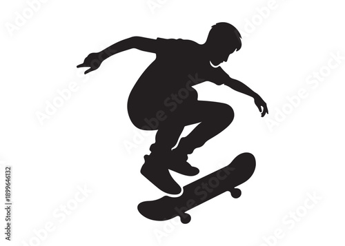 skateboarding logo silhouette vector, skateboard silhouette logo vector, illustration, skateboarder silhouette jumping logo, skateboarder performs a jump trick logo vector silhouette 